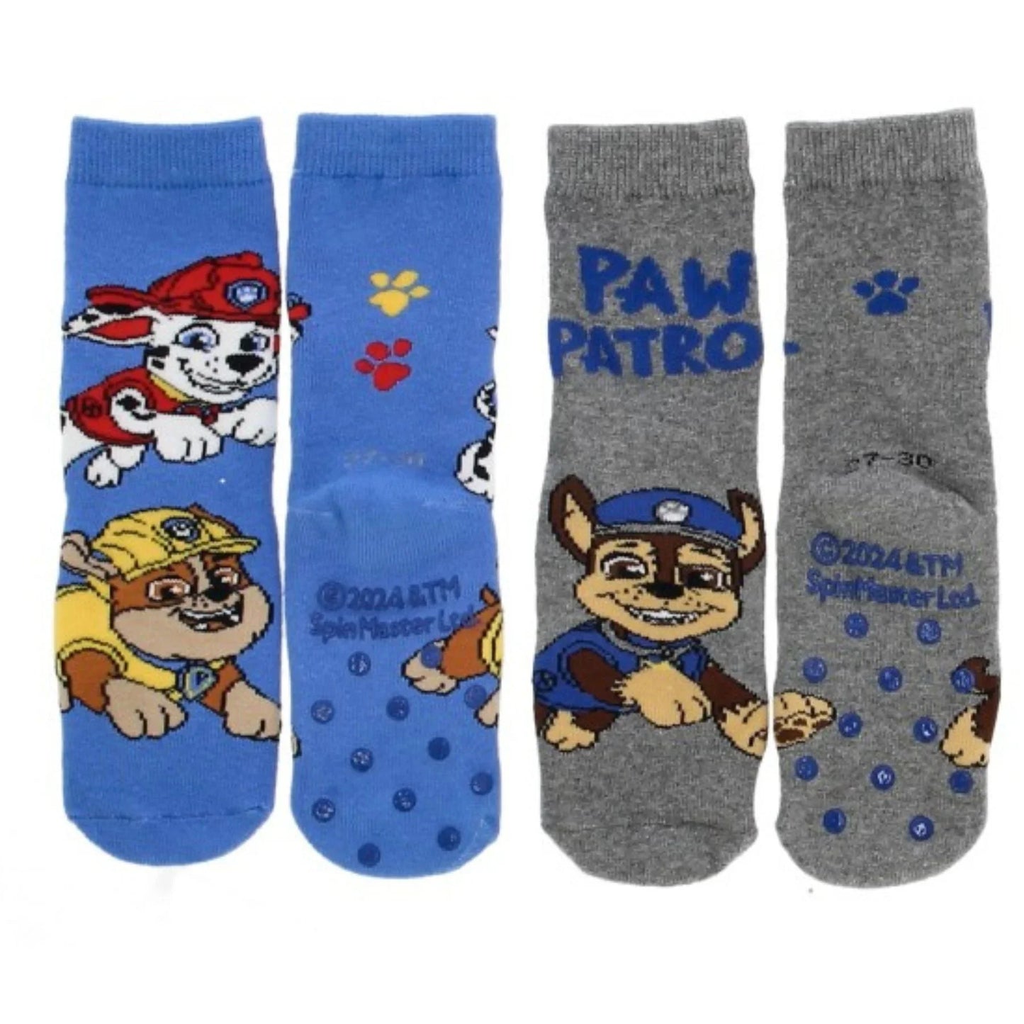 2 pares de meias antiderrapantes Patrulha Pata azul - BONECADA