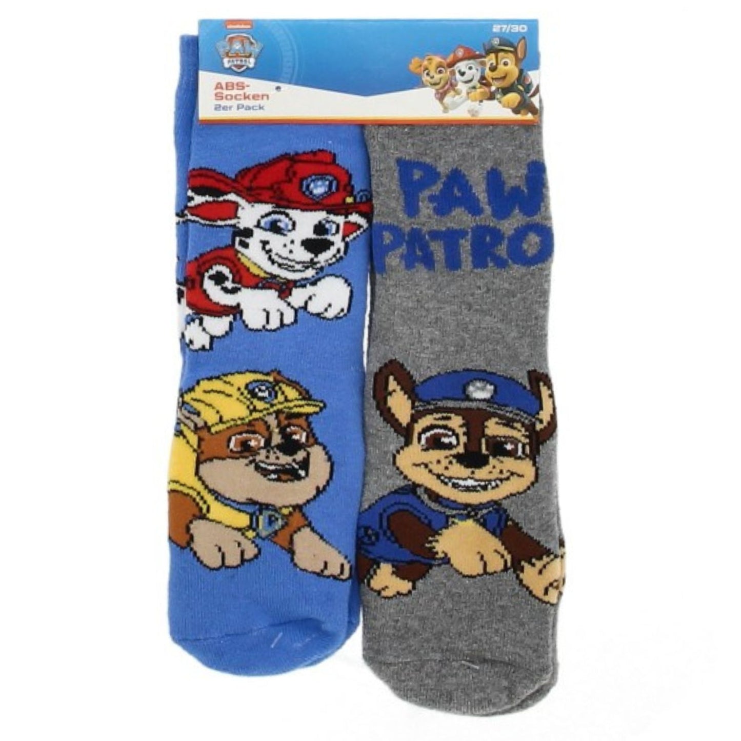2 pares de meias antiderrapantes Patrulha Pata azul