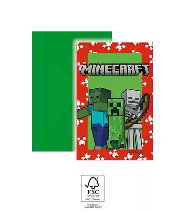 convites de festa Minecraft (6 unidades)