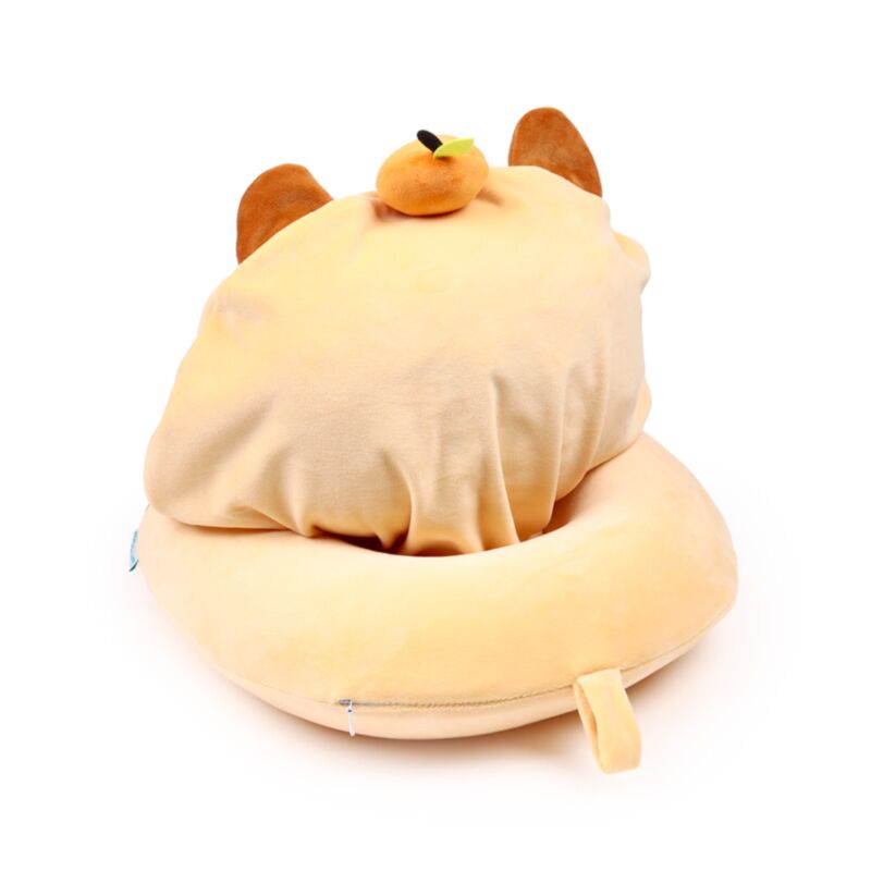 Almofada de viagem Capivara memory foam com capuz