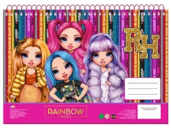 Caderno espirais A4 Rainbow High - BONECADA