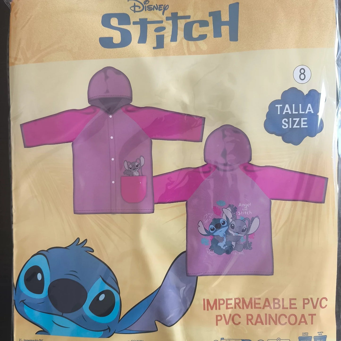 Capa de chuva Stitch Rosa (4-8 anos) - BONECADA