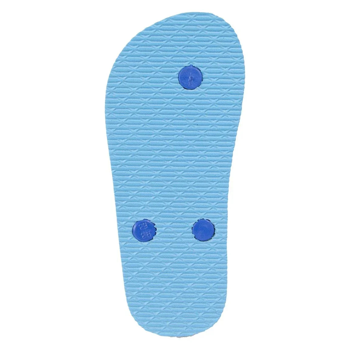 Sola de chinelo infantil azul com detalhes antiderrapantes para crianças