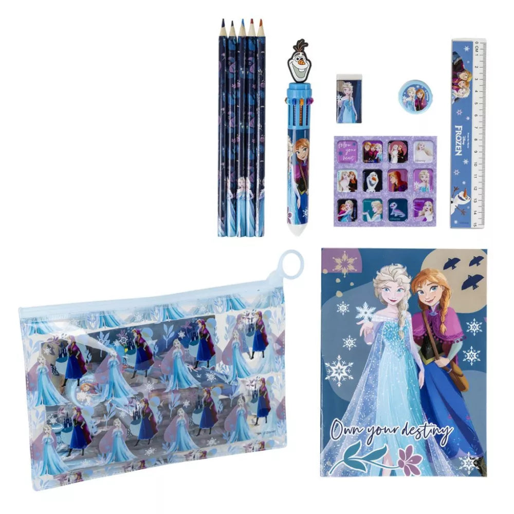 Conjunto Escolar Frozen com estojo transparente - BONECADA