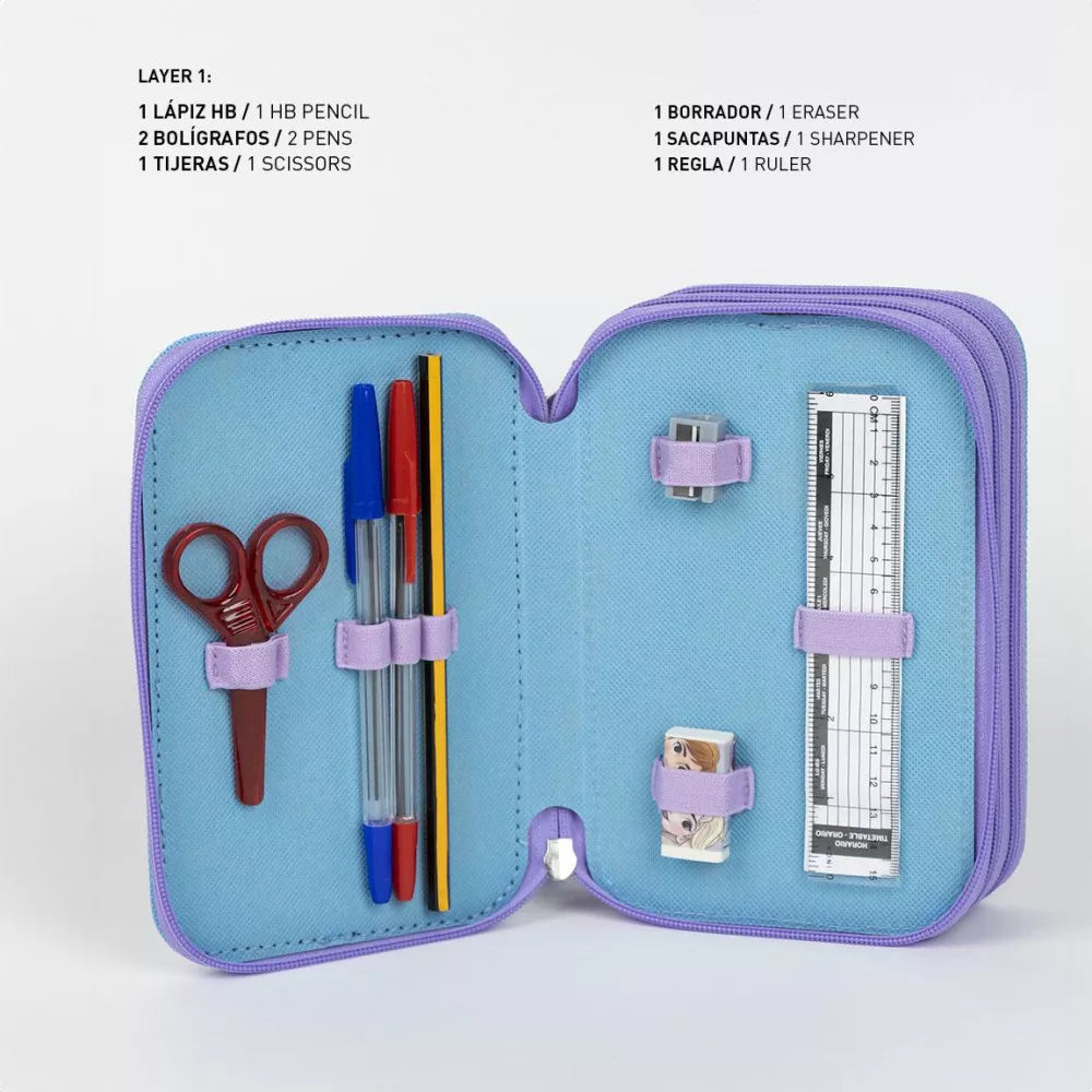 Conjunto Escolar Frozen com estojo triplo - BONECADA