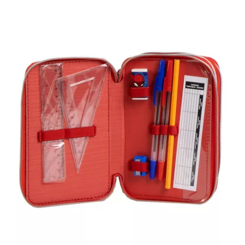 Conjunto Escolar Spiderman Web com estojo triplo