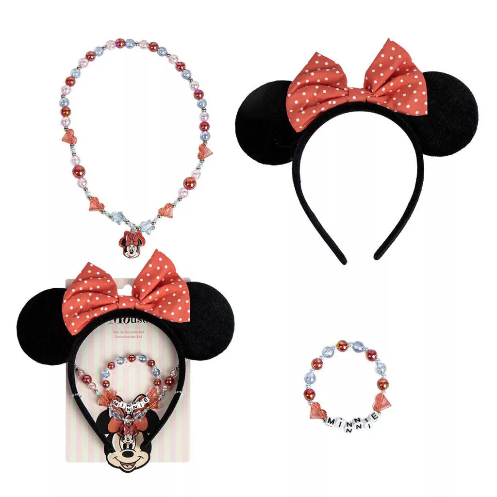 Conjunto bandolete, colar e pulseira Minnie