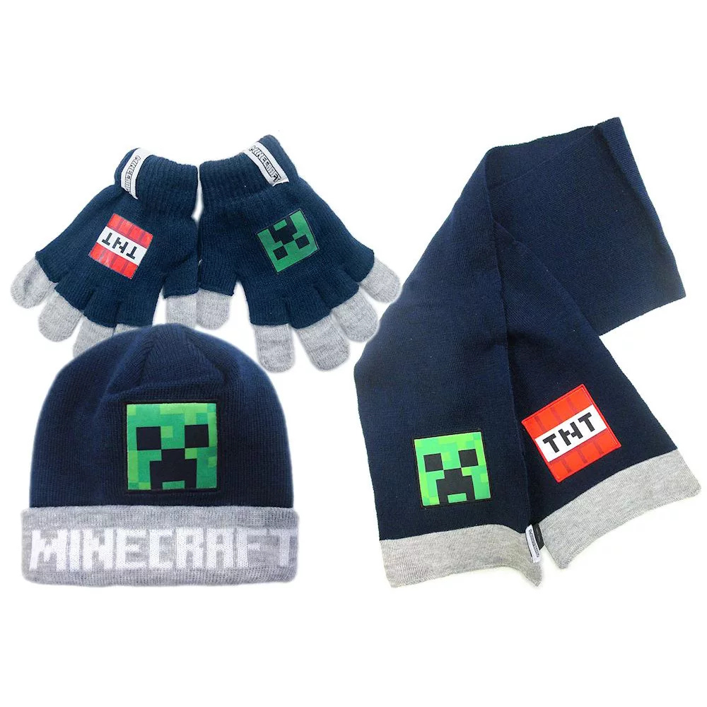 Conjunto gorro, cachecol e luvas Minecraft Explosive - BONECADA