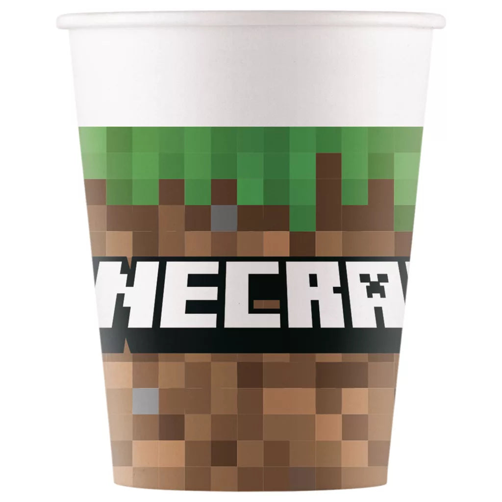 Copos de papel Minecraft Green (8 unidades)