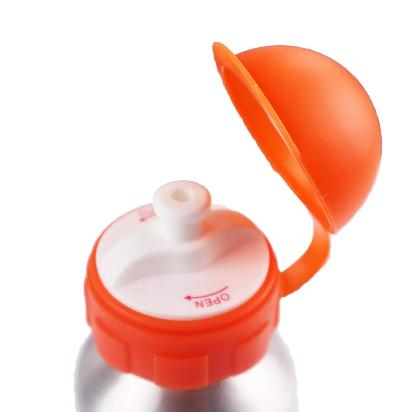 Tampa de garrafa de alumínio infantil cinza e laranja, com bico e tampa articulada