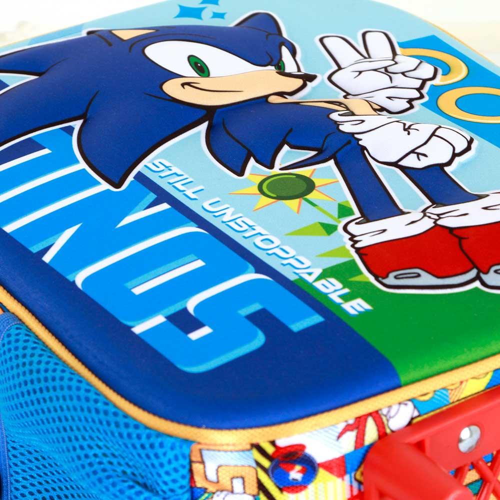 Mochila 3D com Rodas pré-escolar Sonic Unstoppable - BONECADA