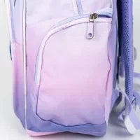 Bolsa lateral de mochila infantil roxa e rosa com zíper, modelo para crianças