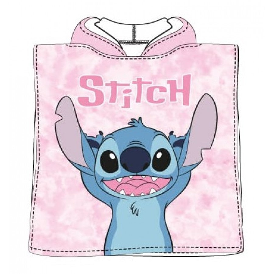Poncho de praia Stitch rosa