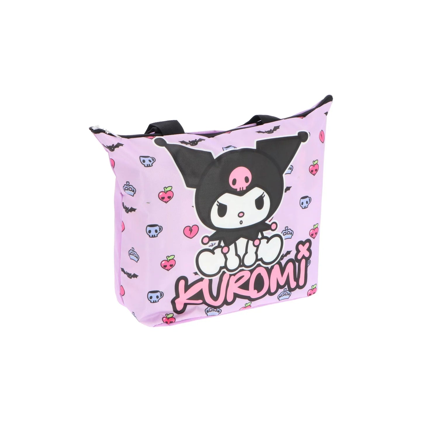 Bolsa de praia infantil Kuromi rosa com estampas coloridas, acessório para crianças