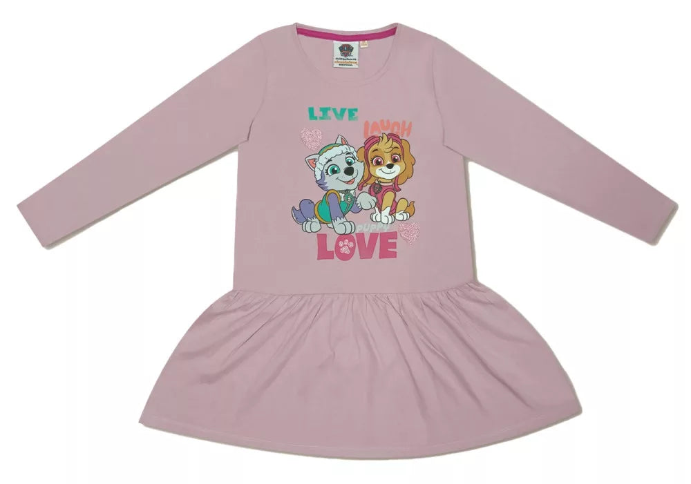 Vestido manga comprida Patrulha Pata Live Laugh Love (2-6 anos)