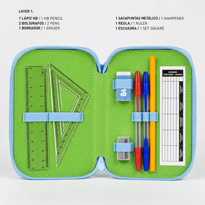 Set escolar Bluey con estuche triple.
