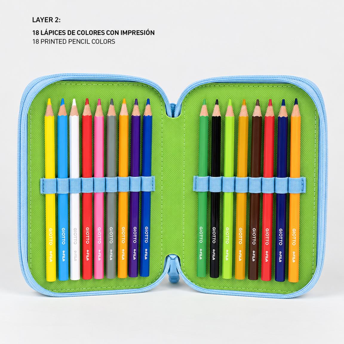 Set escolar Bluey con estuche triple.