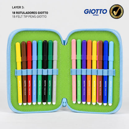 Set escolar Bluey con estuche triple.