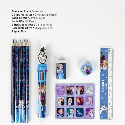 Conjunto Escolar Frozen com estojo transparente