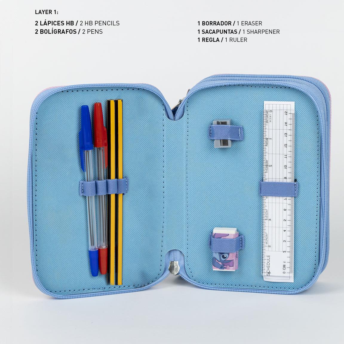 Set escolar Stitch con estuche triple.