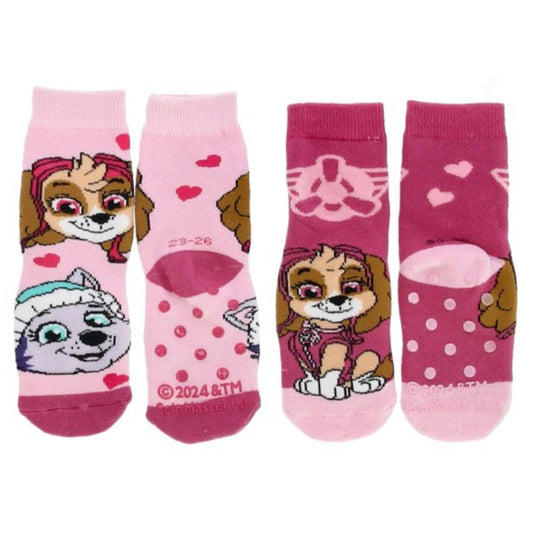 2 pares de meias antiderrapantes Patrulha Pata rosa