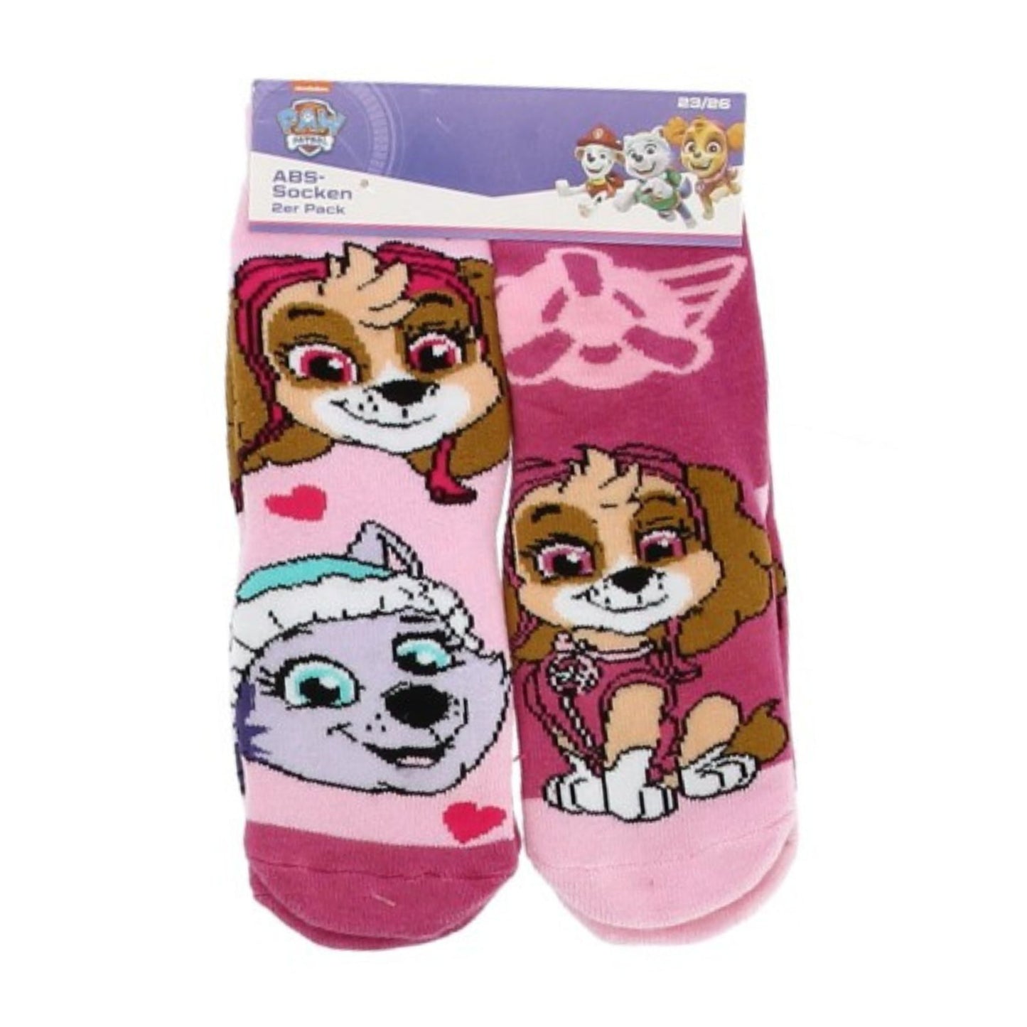 2 pares de meias antiderrapantes Patrulha Pata rosa