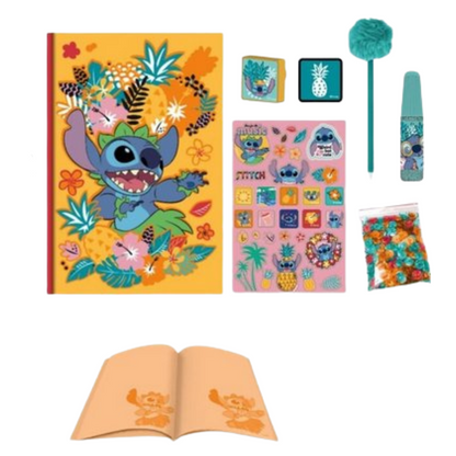 Bloco de Notas com Acessórios Stitch amarelo