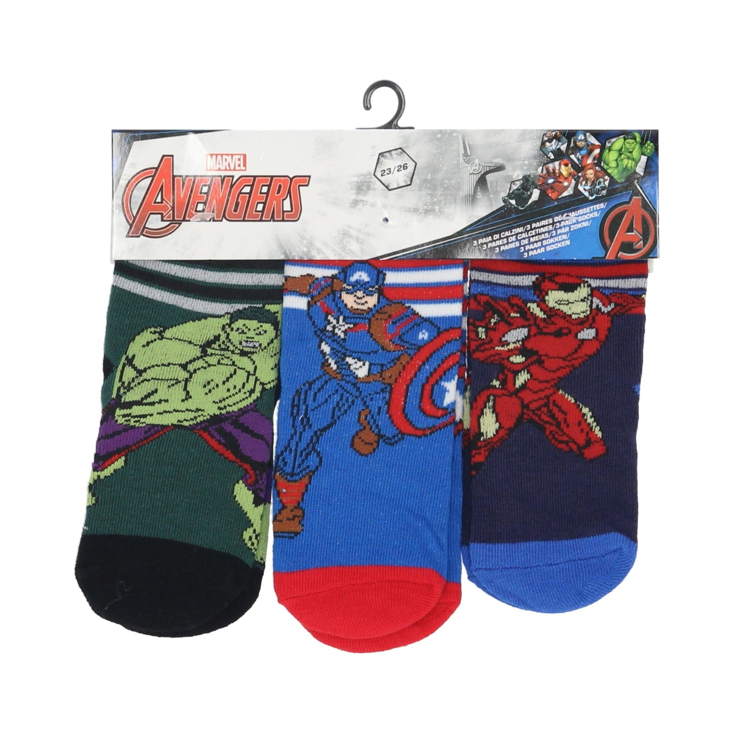 3 pares de meias Avengers
