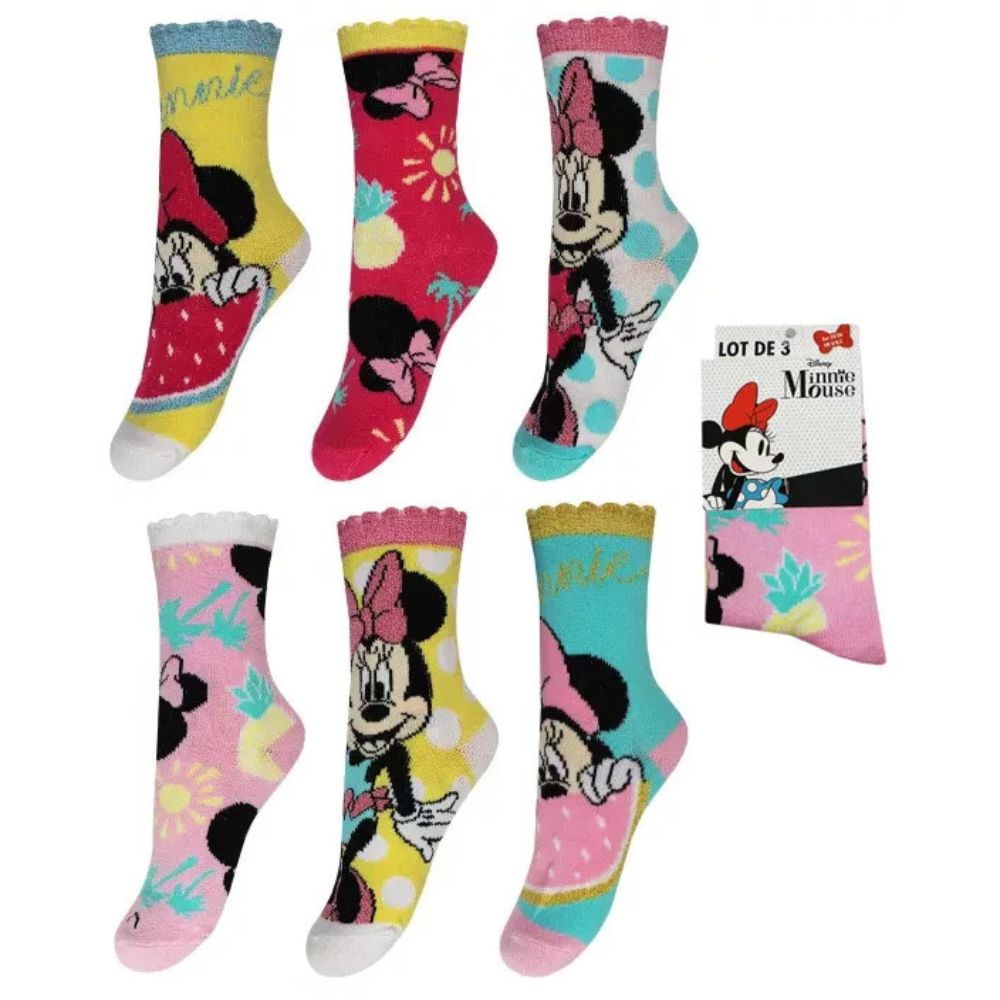 3 pares de meias Minnie Party (23-34)