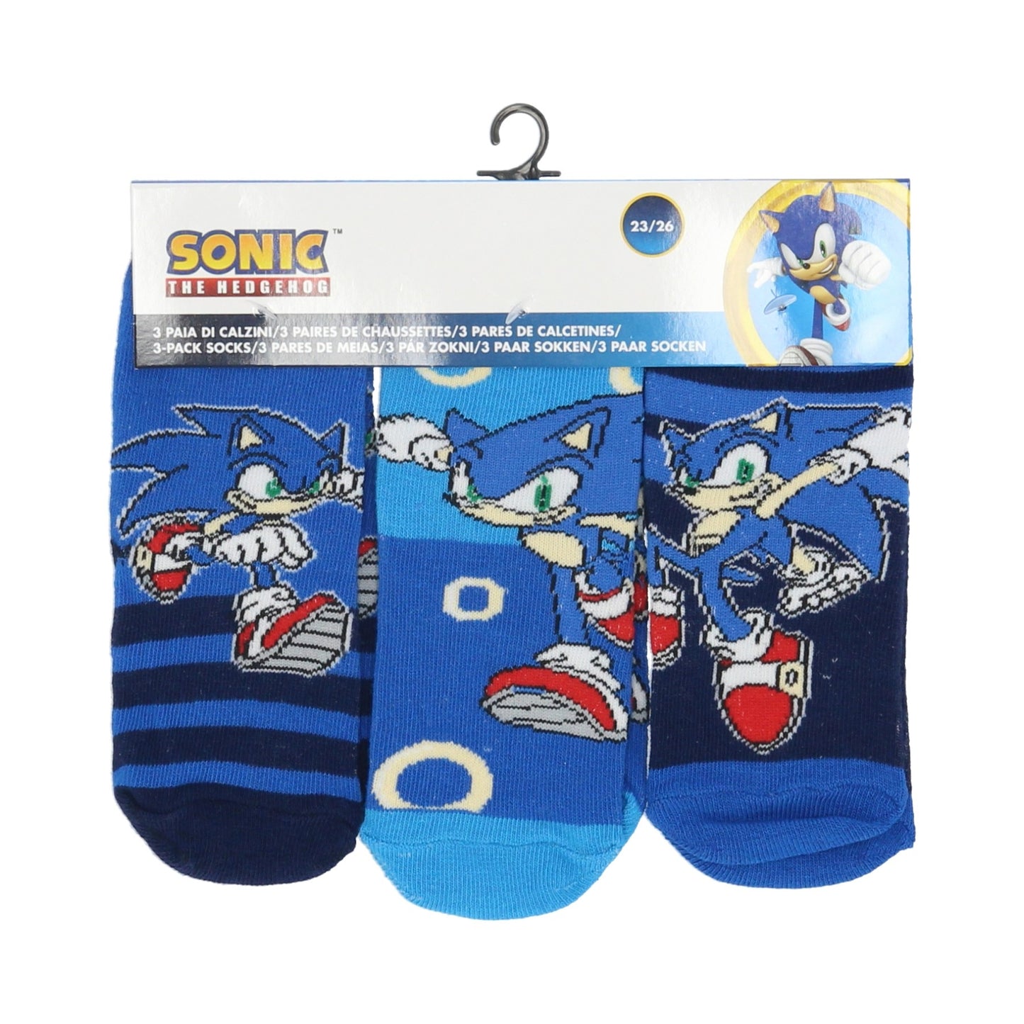 3 pares de meias Sonic
