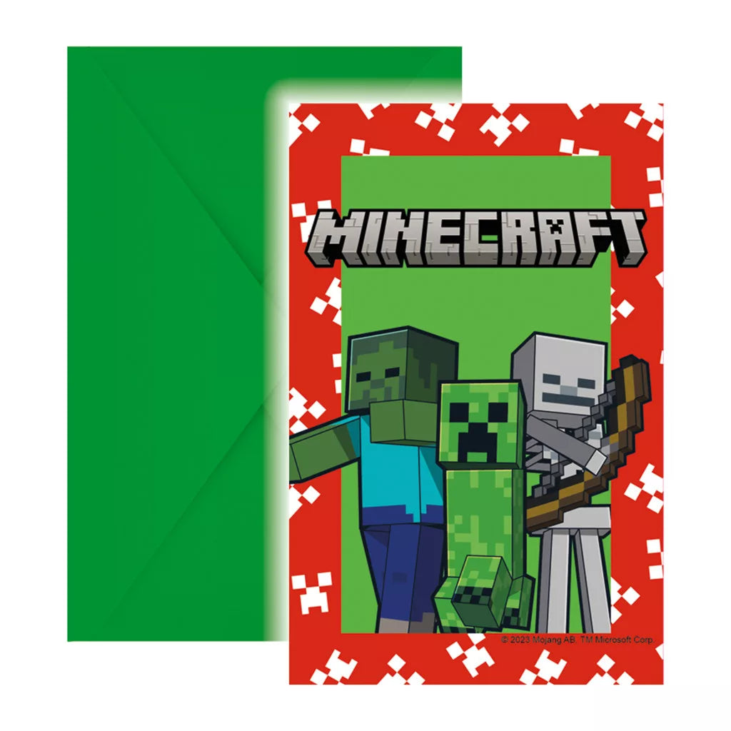 convites de festa Minecraft (6 unidades)