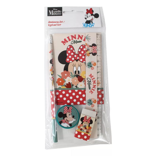 Conjunto Escolar Minnie floral (5 peças)