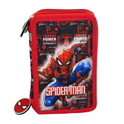 Conjunto Escolar Spiderman Fight On com estojo triplo
