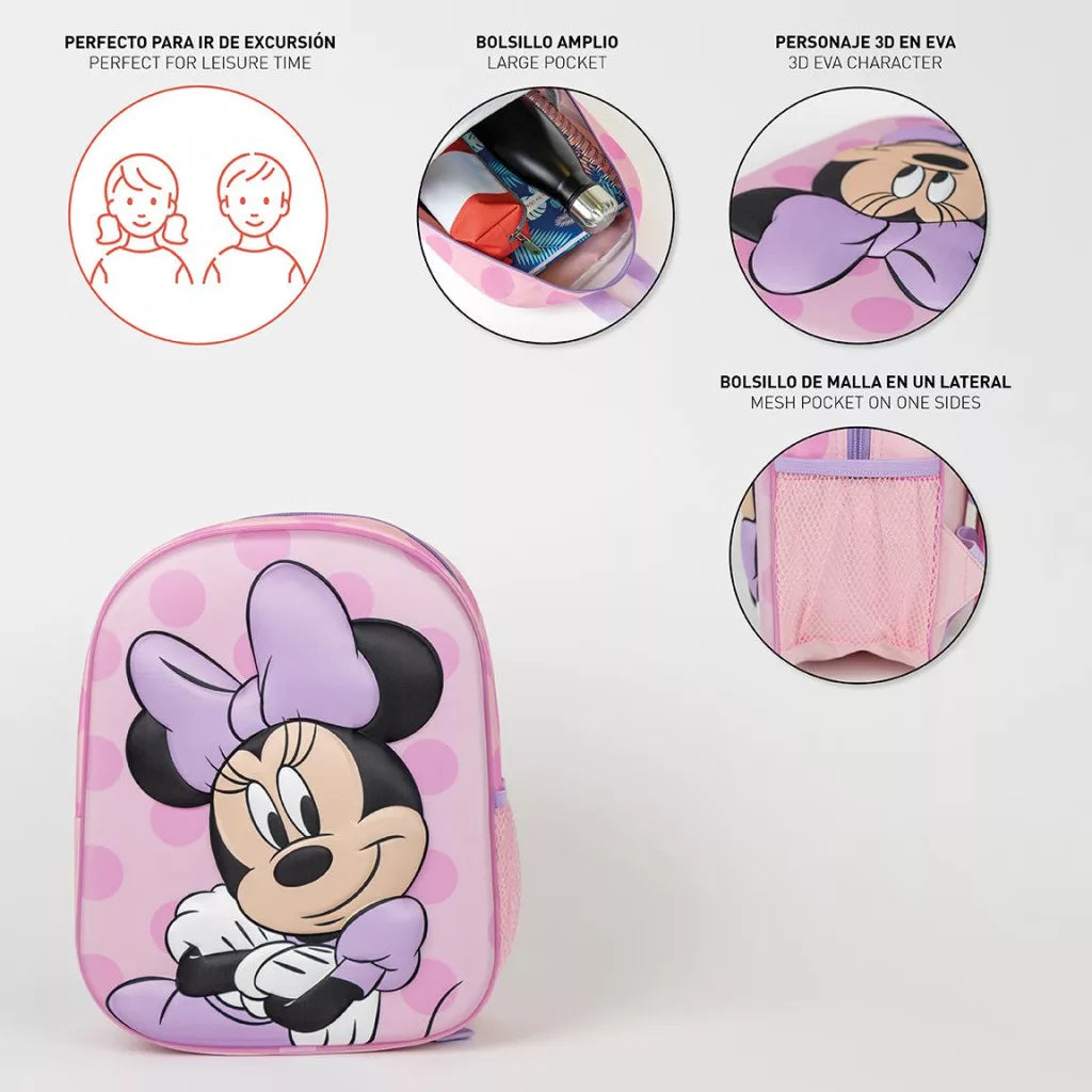 Mochila creche ou pré-escolar Minnie Purple 31 cm
