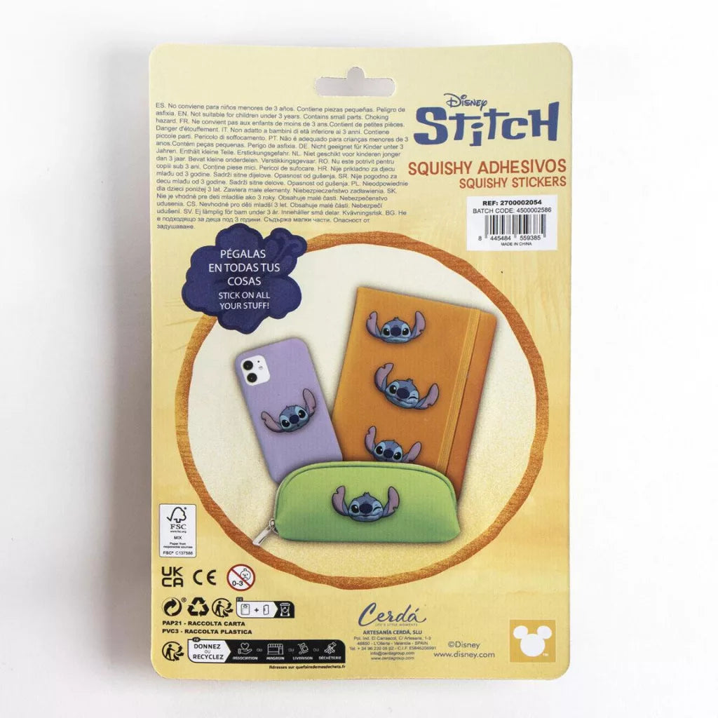 Autocolantes em relevo para telemoveis e bolsas Stitch (3 unidades)