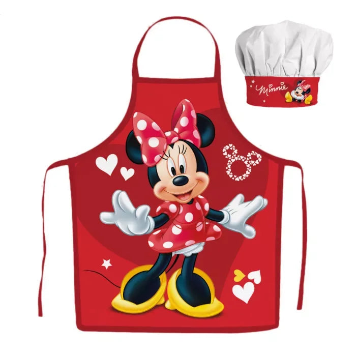 Delantal y gorro de cocina de Minnie con corazones rojos