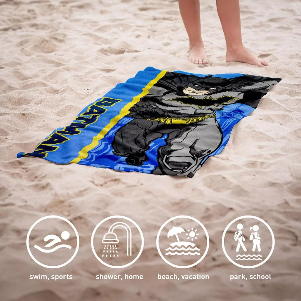 Toalha praia microfibra Batman Azul