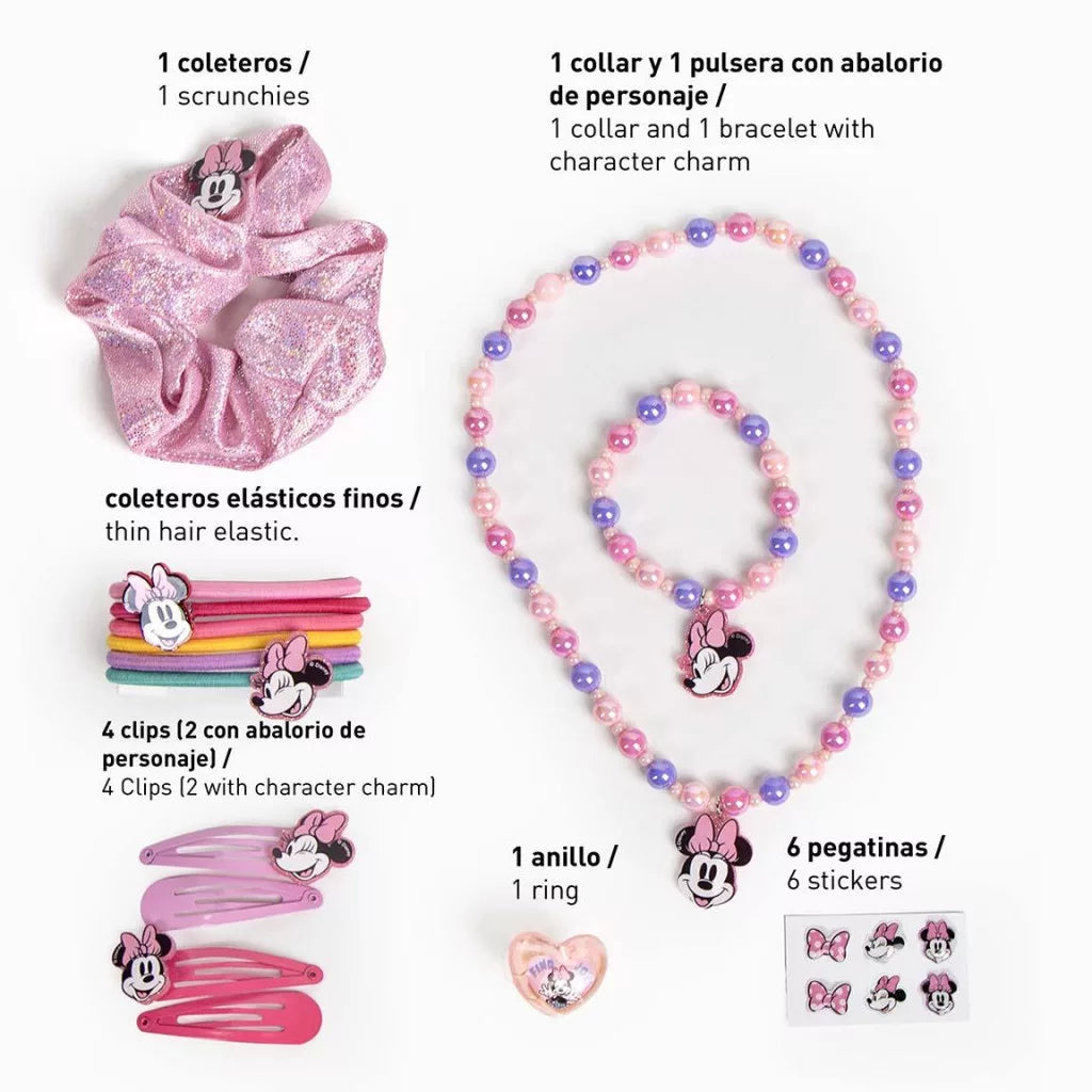 Maleta com jóias e acessórios de cabelo Minnie Pink