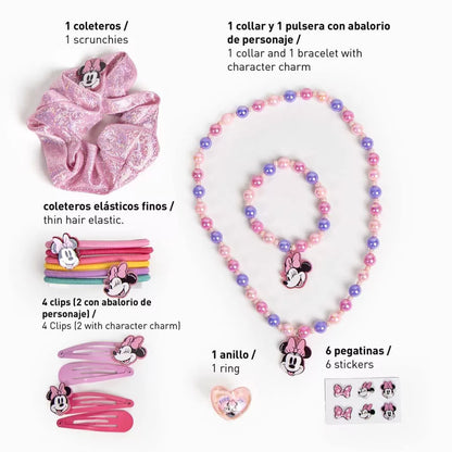 Maleta com jóias e acessórios de cabelo Minnie Pink