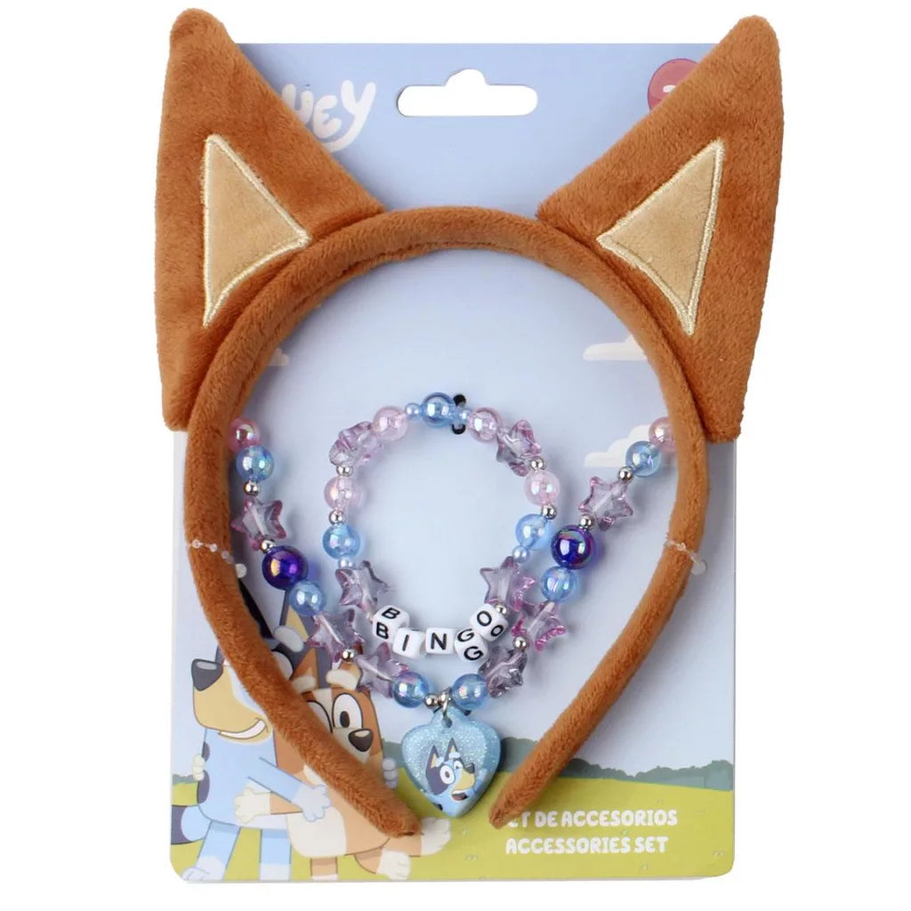 Conjunto bandolete, colar e pulseira Bluey Bingo