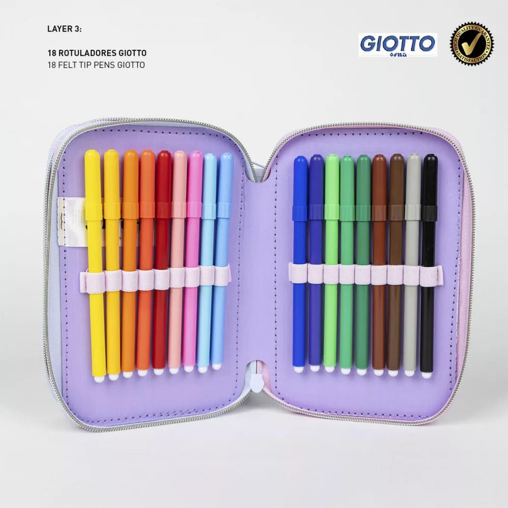 Conjunto Escolar Stitch e Angel com estojo triplo