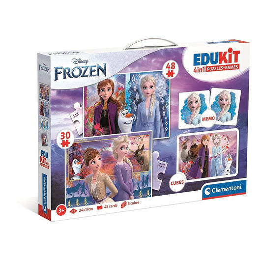 Superkit Memo + 6 Cubos + 2 Puzzles 30 e 48 Peças Frozen