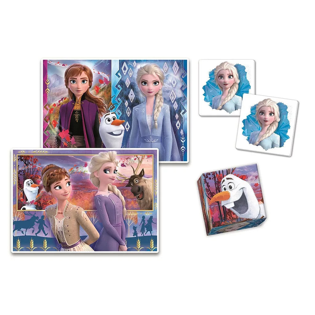 Superkit Memo + 6 Cubos + 2 Puzzles 30 e 48 Peças Frozen