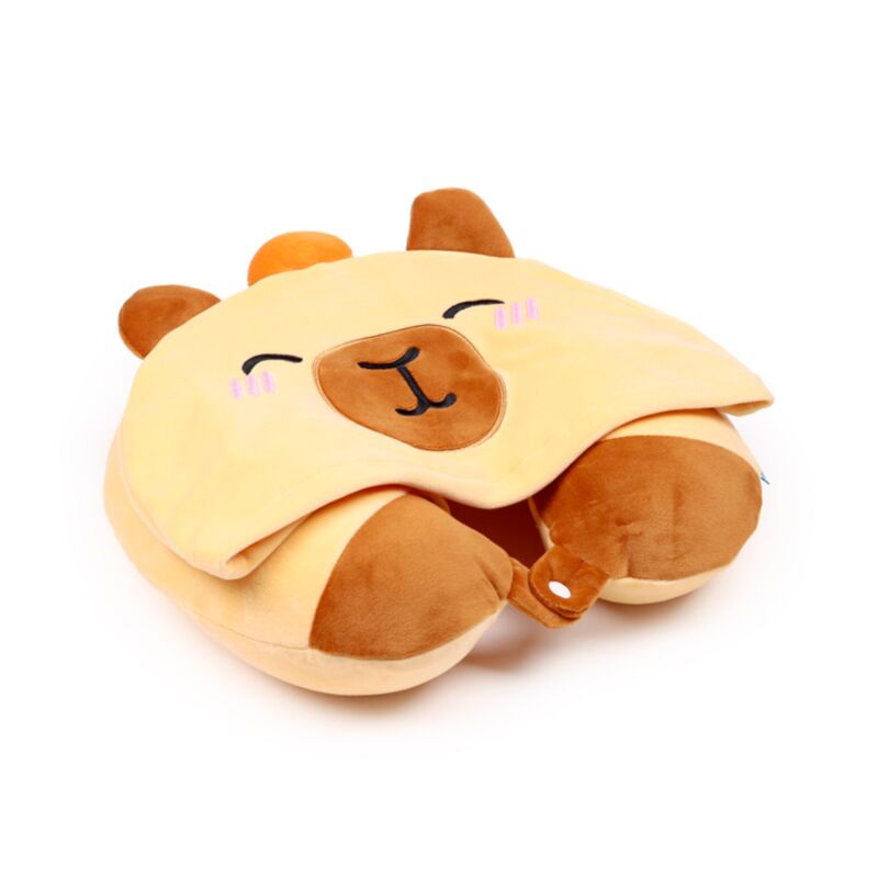 Almofada de viagem Capivara memory foam com capuz