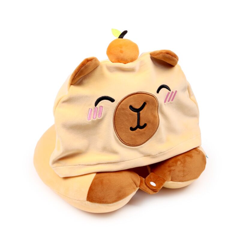 Almofada de viagem Capivara memory foam com capuz
