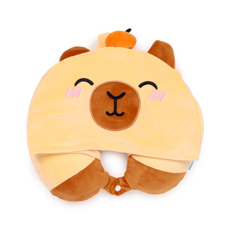 Almofada de viagem Capivara memory foam com capuz