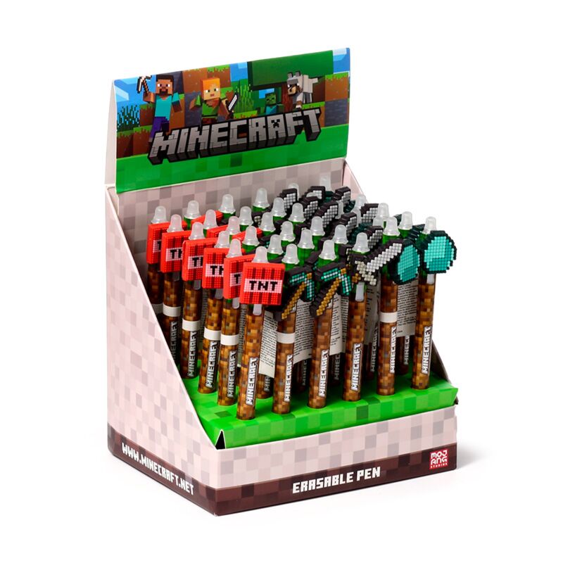 Caneta apagável Minecraft com topo de silicone Inkredible com ferramentas