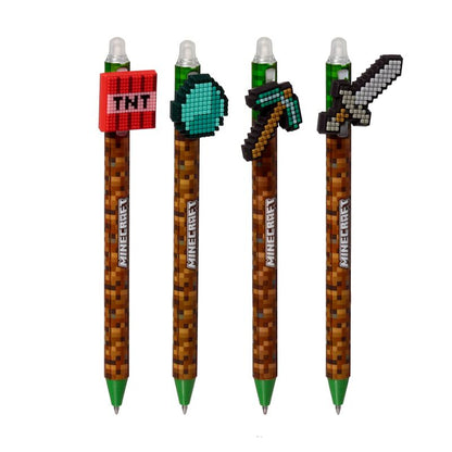 Caneta apagável Minecraft com topo de silicone Inkredible com ferramentas