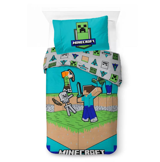 Capa de edredão com fronha Minecraft The Fight (140 x 200)