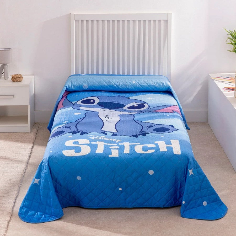 Colcha de cama verão Stitch azul